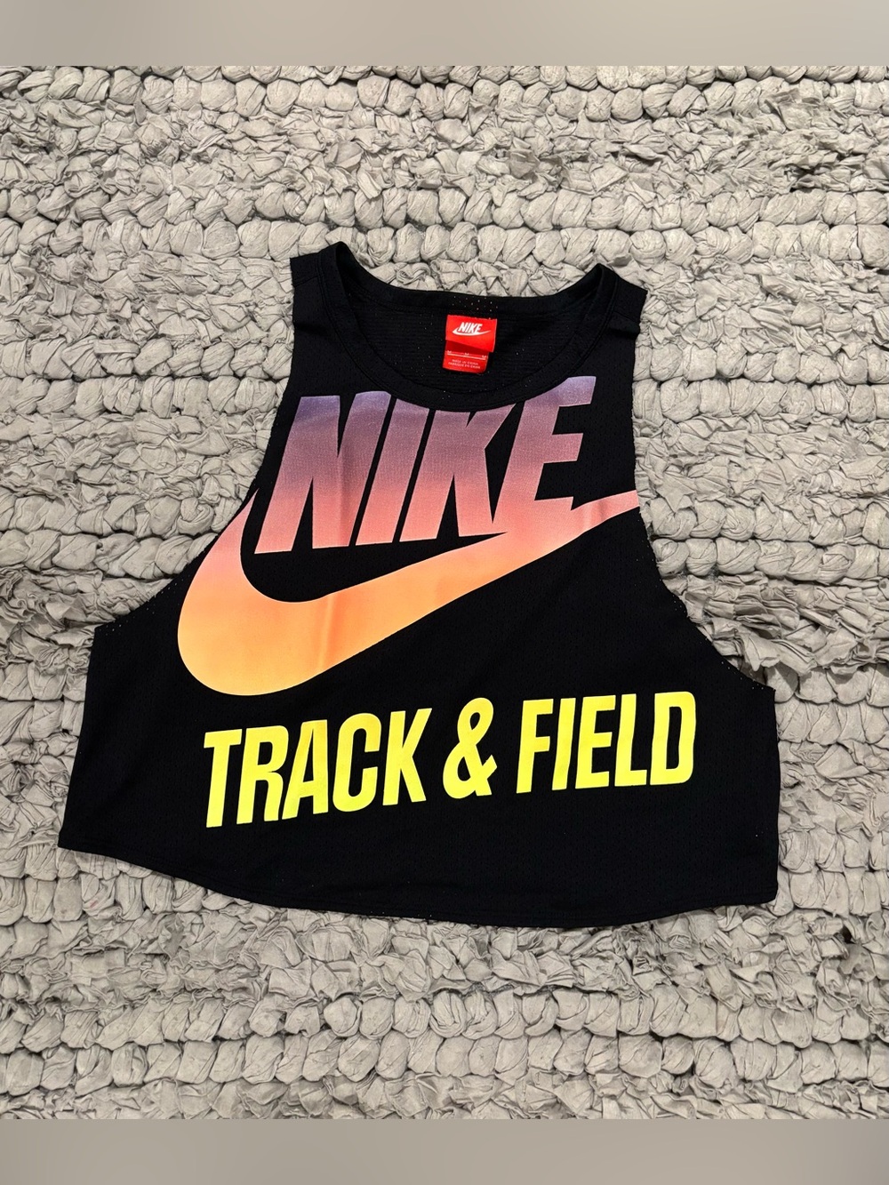 Nike Track & Field GX Crop Tank - Black with Gradient Logo